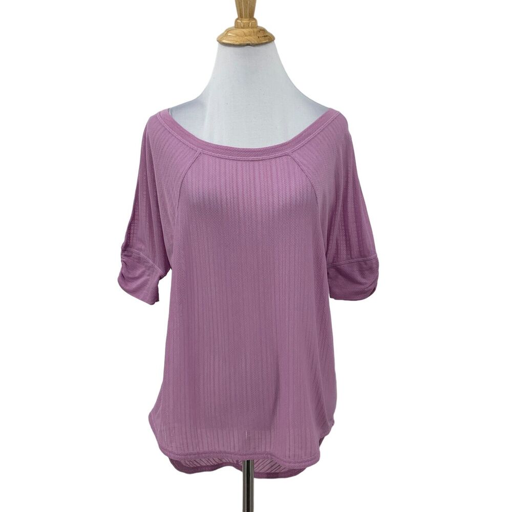 Prana Helani Top Womens S Small Lilac Scoop Half Sleeve Delicate High Low Shirt